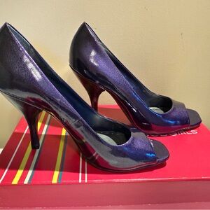 Elegant Purple Peep-Toe Heels